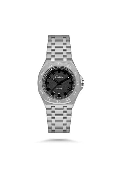 catera Men's Watch Stainless Steel Silver Color Black Dial