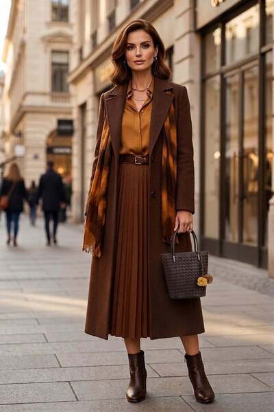 DSN B37114 Γυναικεία τσάντα χειρός και ώμου καφέ