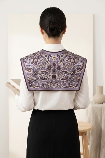 Walkenzo Velora Elegant Motif Women's Shoulder Shawl – Scarf Collar (Collar)