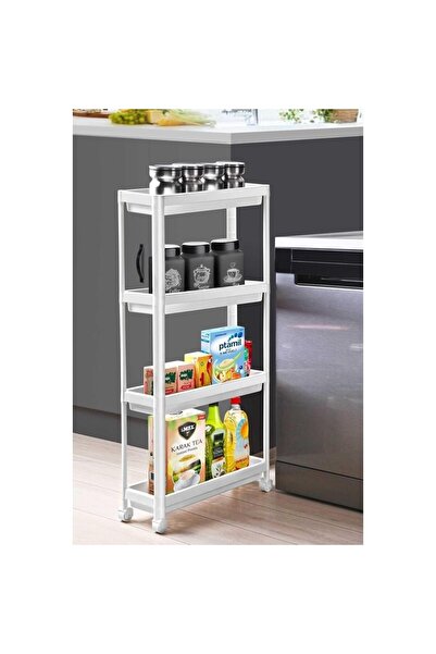 AyrStore Slim 4 Katlı Tekerlekli Raf Ünitesi - Dar Alanlar İçin Mutfak & Bany...
