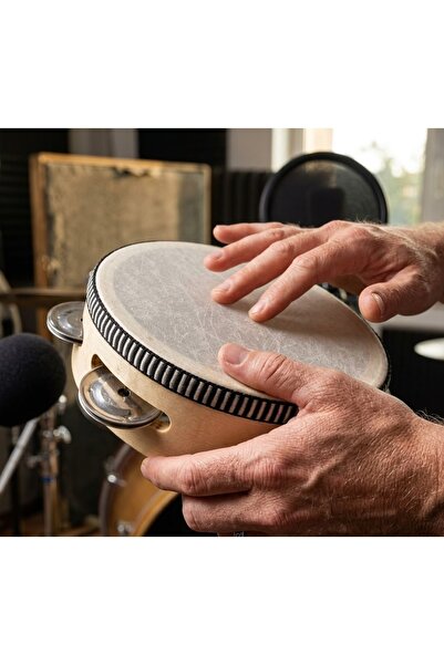 Kuzey Tacı RhythmJoy 10 CM Doğal Ahşap Tef – Çocuklar İçin Zil Detaylı Eğitic...