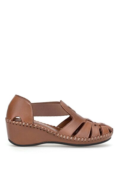 Venüs 18793056Y Γυναικεία σανδάλια με τακούνι από γνήσιο δέρμα καφέ χρώματος