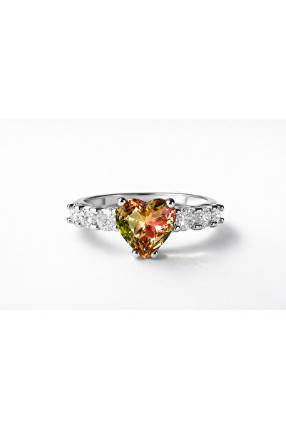 KLAZOJEWELRY 925 Ayar Gümüş Üzeri Yüksek Kalite Rodyum Kaplama Kalp Sultanit ...