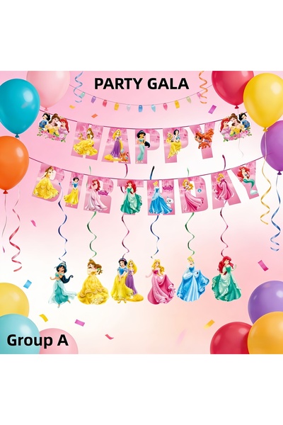Markasız ucuz Princess Themed Banner Birthday Decoration