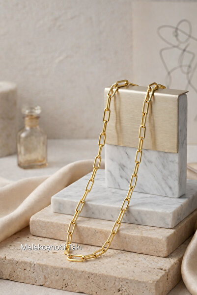XUPING JEWELRY 14K Gold Kaplama Minimalist Ataç Zincir Kolye - 48 cm Modern Z...