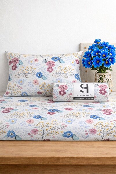 Sheri Home Lastikli Çarşaf Seti– Kaymaz Tam Geçmeli Fitted Sheet –Premium Pam...