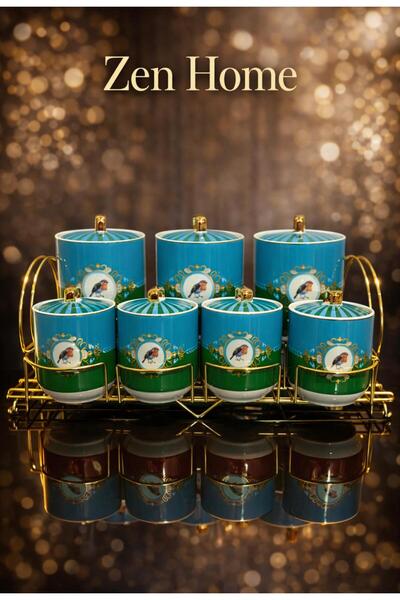 Santara ELEGANCE ACAR GOLD ÇELİK İSKELET 7 PARÇA PORSELEN VAKUMLU BAHARAT TAKIMI