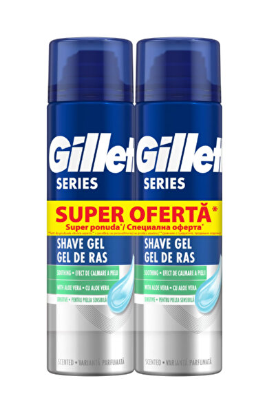 Gillette Pack 2x Series Sensitive Shaving Gel with aloe vera, 2x200ml