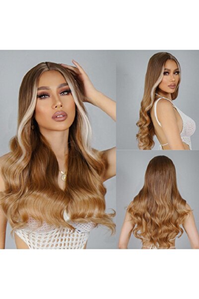 animis beauty Карамелена руса перука, дълга вълнообразна коса, без бретон, от...