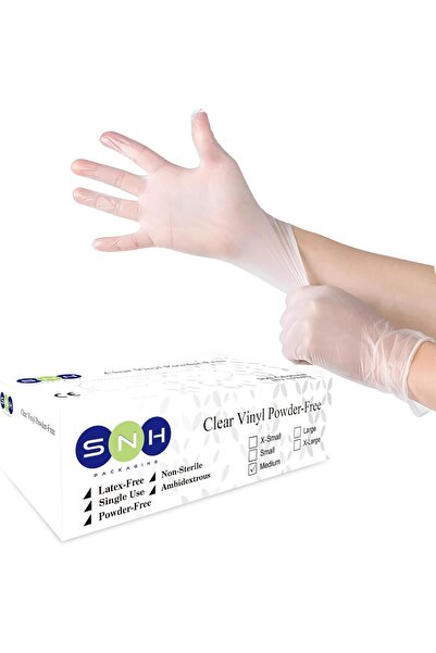 genernic قفازات فينيل للاستخدام مرة واحدة من SNH، مقاس متوسط، 100 قطعة، شفافة...