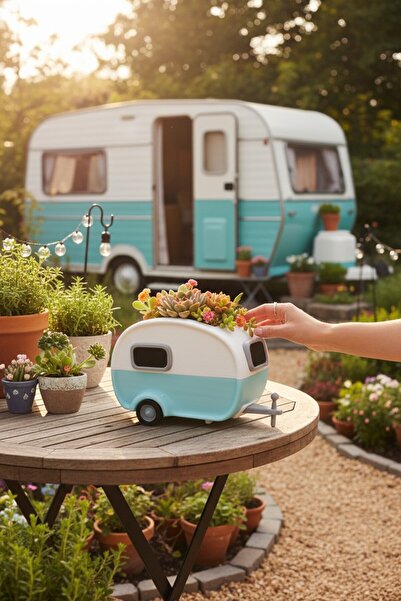 Mescolare Mini Karavan Saksı & Organizer Dekoratif Çok Amaçlı Kalemlik Diş Fı...