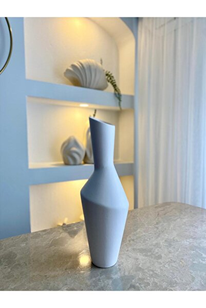 Tuge Home Modern Dekor Uzun Vazo - Kırık Beyaz