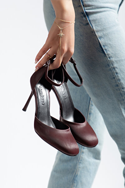 HANZE Women's High Heel Shoes Burgundy Round Toe New Season D4445