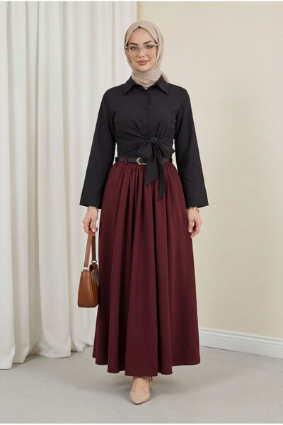 Modamorfo Φούστα Tivil με ζώνη με αγκράφα, πλισέ, πλαϊνές τσέπες και φερμουάρ...