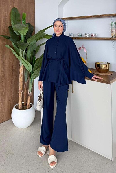 Hazamoda Σετ με βολάν Halef σε μπλε ναυτικό