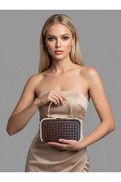 Biçanta Καφέ Ασημί Χοντρή Πέτρα Κεντημένη Χειροποίητα Υφαντή Δερμάτινη Ειδική...