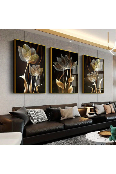 ALAYRA International Midnight Blossoms Trio Canvas Wall Painting Set of 3 Out...