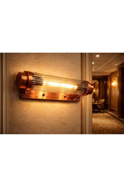 demet habek mylights Retro Rustik Eskitme Mat Bakır Galine Pipe Boru Nervür S...