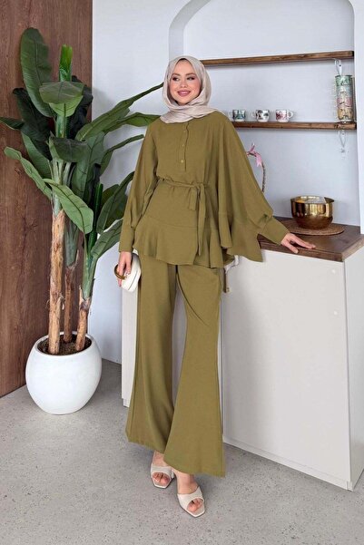 Hazamoda Σετ με βολάν Halef σε πράσινο λαδί