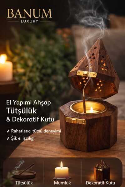 Banum Luxury Ahşap Kullanışlı Tasarım El Eşi Tütsülük