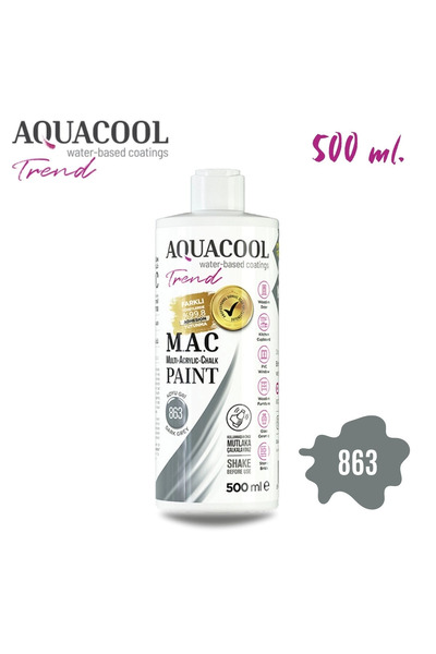 Genel Markalar Aquacool Multi Akrilik Boya 500ml 863 Koyu Gri