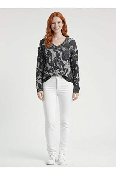 Neden Tekstil Γυναικείο πλεκτό πουλόβερ με λαιμόκοψη V, υπερμεγέθη, μαύρο και...