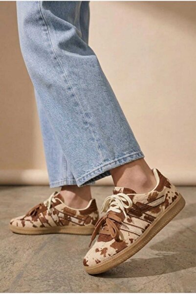 HİGHRUN Γυναικεία αθλητικά παπούτσια με σχέδιο αγελάδας και διπλά κορδόνια