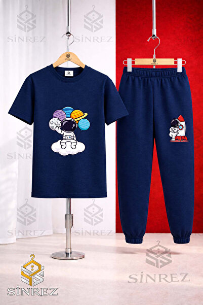 SİNREZ Unisex Kids Astronaut Cloud with Planets in Hand Printed T-Shirt Sweat...