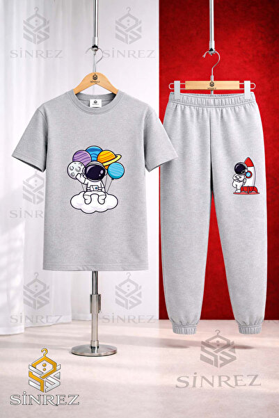 SİNREZ Set de trening unisex pentru copii ASTRONAUT CLOUD HANDS PLANETS Trico...