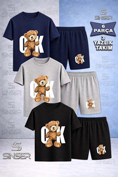 SS SİNSER Παιδικό AYICIK OK BEYAZ Μπλουζάκι με Ειδική Στάμπα με Λαιμόκοψη 3 τ...