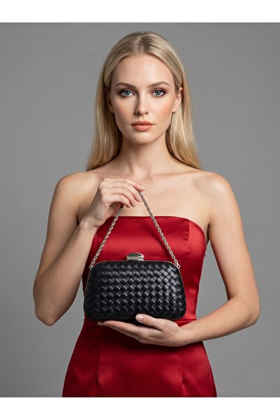 Biçanta Μαύρο Χρώμα Ασημί Λεπτομερές σχέδιο B.O.T.T.E.G.A Χειροποίητο Δερμάτι...