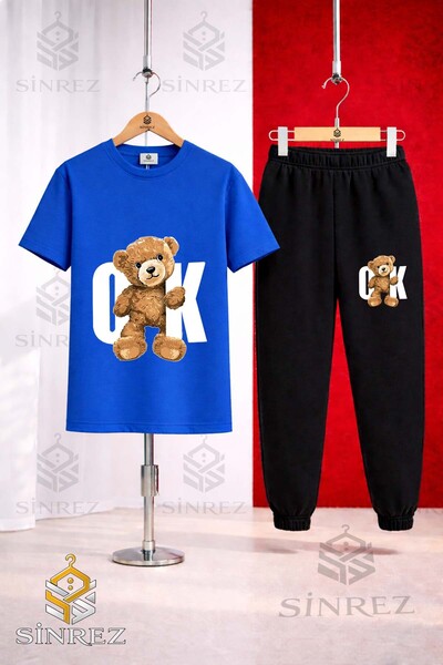 SİNREZ Unisex Kids Ayicik Ok Byz Printed T-Shirt Tracksuit Set