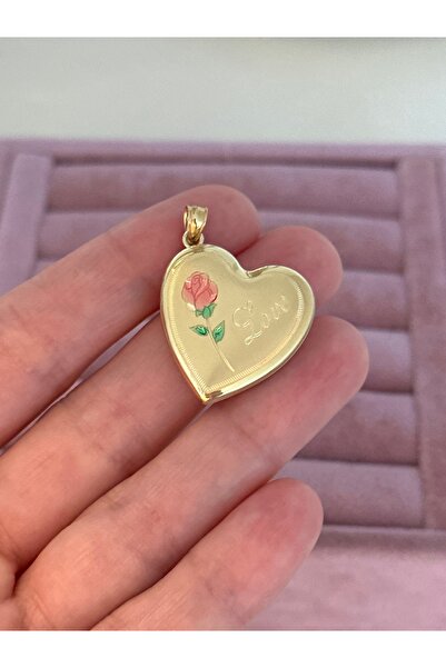 emy by emel luxury silver jewelry Altın Kaplama Love Yazılı Gül Desenli Kapak...