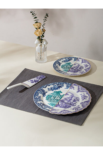 Malooki Σετ πιάτων Willow – 6 πιάτα γλυκού και μεγάλο πορσελάνινο πιάτο, κλασ...