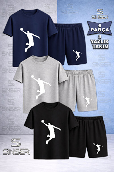 SS SİNSER Παιδικό BASKET ADAM WHITE Μπλουζάκι 3 τεμαχίων με ειδική στάμπα και...