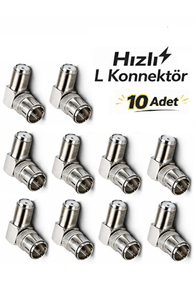 ANKTEK 10 Adet Hızlı L Tipi Konnektör Geçmeli Adaptör, F Dişi - F Erkek