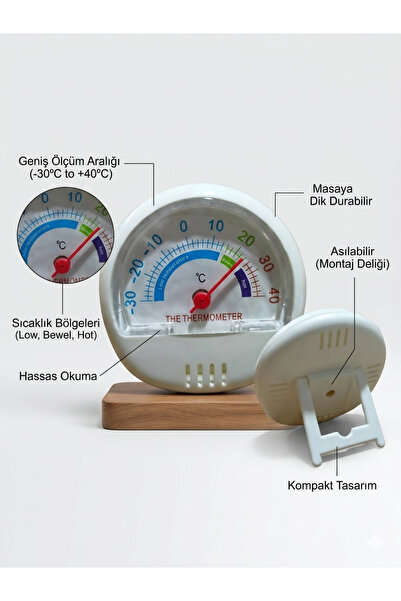 efmues Termometre analog pilsiz oda sıcaklığı ortam ölçer