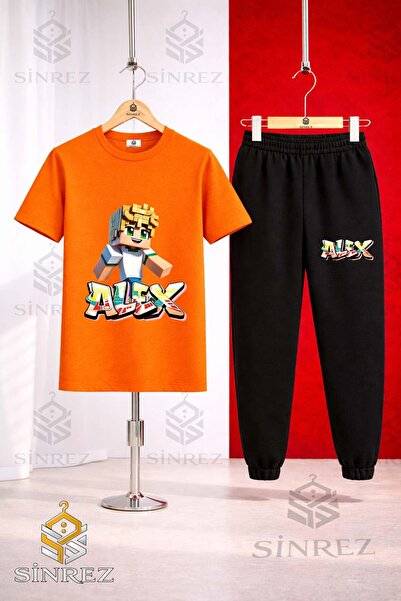 SİNREZ Set de trening unisex pentru copii ALEX SARI NOU cu tricou imprimat