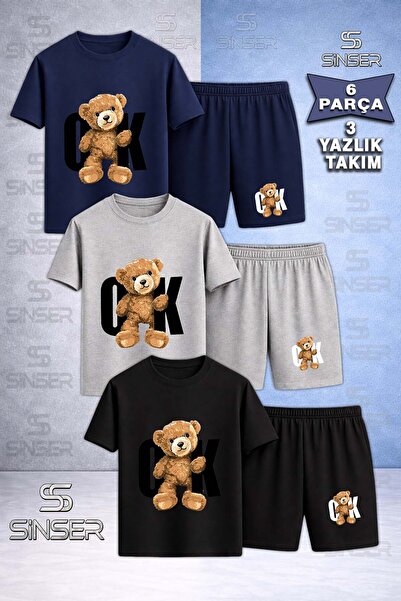 SS SİNSER Παιδικό AYICIK OK BLACK Μπλουζάκι με Ειδική Στάμπα με Λαιμόκοψη 3 τ...