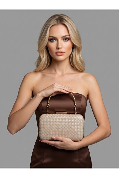 Biçanta Μπεζ Χρώμα Χρυσό Λεπτομερές Χειροποίητο Δερμάτινο Ειδική Σειρά Γυναικ...