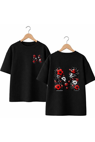 playwear Тениска с щампа на калинка и буква  "М " на гърба и гърдите, 100% па...