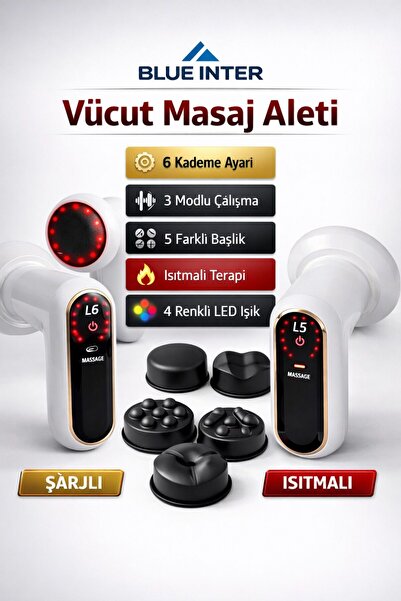 BLUE İNTER 5 BAŞLIKLI 6 KADEMELİ 3 FONKSİYONLU ISITMALI 4 RENK IŞIKLI ŞARJLI ...