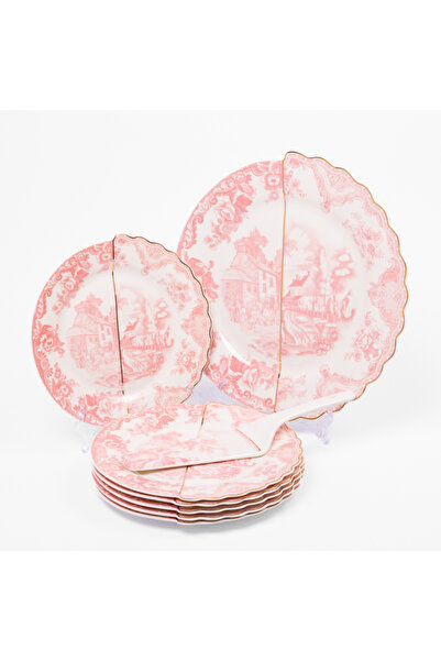 Malooki Set tort Toile – 6 farfurii desert și farfurie mare porțelan, design ...