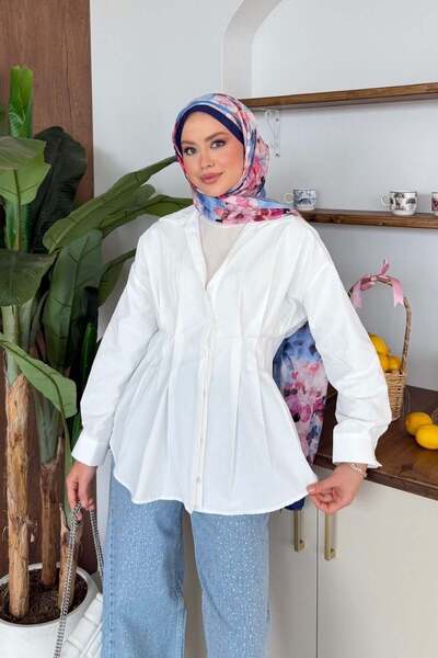 Şulemoda Giyim Παστέλ πουκάμισο λευκό