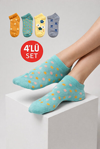 Onouqo Women's Set of 4 Colorful Patterned Ballerina Socks – Cotton, Breathab...