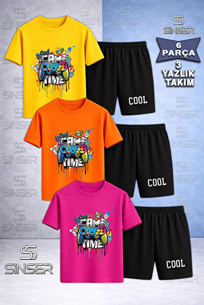 SS SİNSER Παιδικό GAME TIME COOL Μπλουζάκι με Ειδική Στάμπα με Λαιμόκοψη 3 τε...