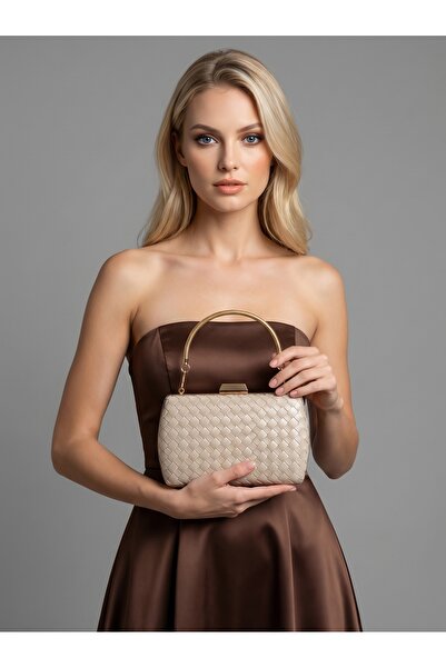 Biçanta Μπεζ Χρώμα Χρυσό Λεπτομερές Χειροποίητο Δερμάτινο Ειδική Σειρά Γυναικ...