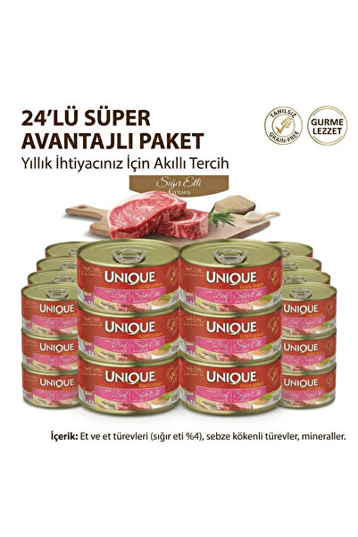 Unique Gold Series Tahılsız Sığır Etli Mousse Yetişkin Kedi Konservesi 85 gr ...