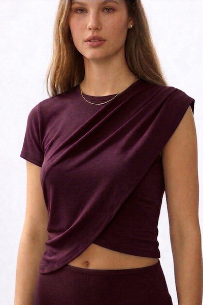 fablair Ασύμμετρη κοπή, ντραπέ καλοκαιρινή μπλούζα, κομψό καθημερινό γυναικεί...