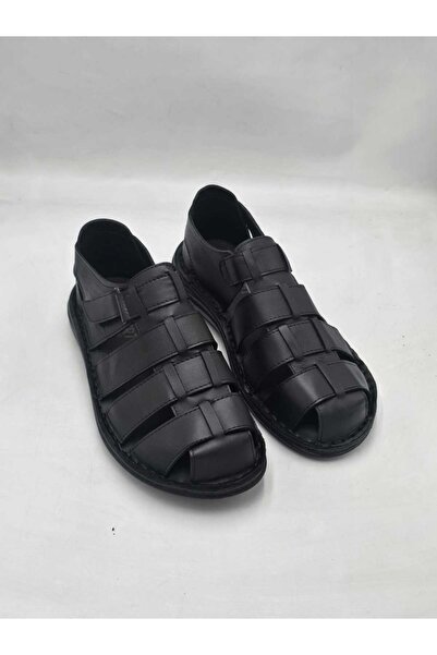 ALAYURT Genuine Leather Men's Sandals Shoes for Hajj and Umrah